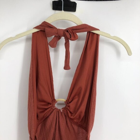 Pull & Bear Rust Orange Brown Halter Ring Bodysuit size S - Picture 8 of 15